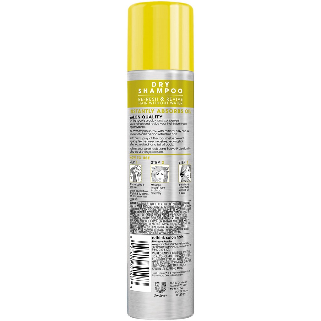 Dầu gội khô giúp phục hồi tóc Suave Professionals Refresh &amp; Revive Dry Shampoo 121g (Mỹ)