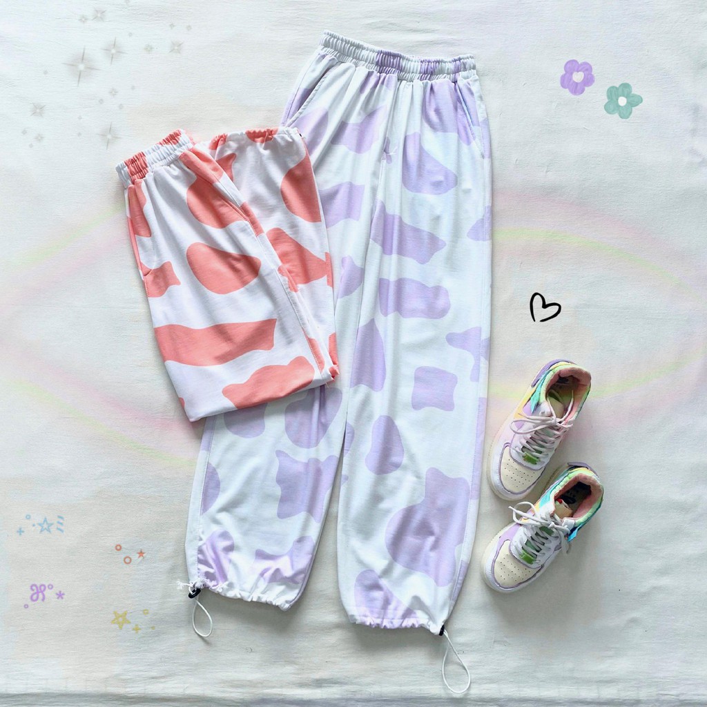 Quần bò sữa mảng to cartoon cow milk pant unisex cryaotic10