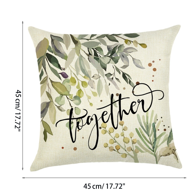 Bộ 4 Vỏ Gối Vải Lanh In Hình Chậu Cây Bạch Đàn / Lá Bạch Đàn / Chữ Cái Trang Trí Nhà Cửa / Văn Phòng