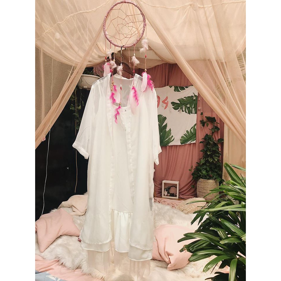Áo Nữ Đi Biển Kimono Basic CaoCaobycaochen 2 Màu Đen Trắng Có Bigsize