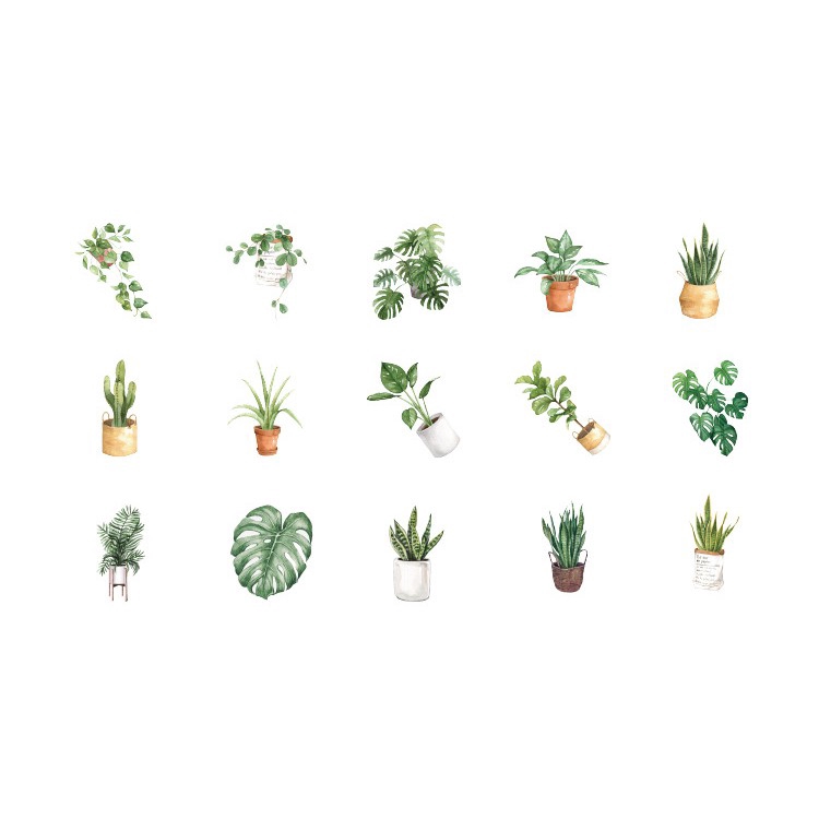 46 Miếng Dán Trang Trí Sổ Lưu Niệm Hình Cây Xanh