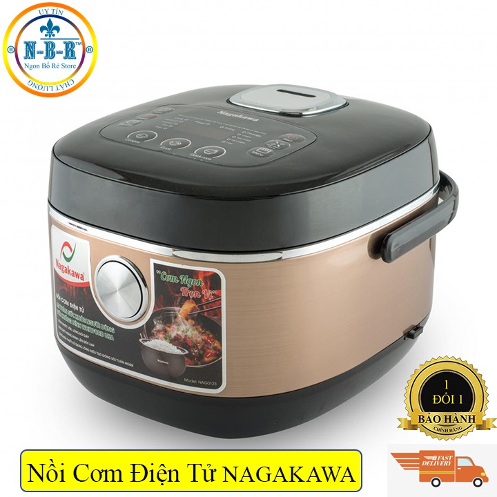 Nồi Cơm Điện Tử Nagakawa NAG-0123, 1.5L, Lòng Niêu, Mâm Nhiệt Cong, Phân Phối Chính Hãng Bởi NBR ,BH Chính Hãng 12 Tháng
