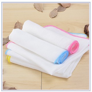 Set 10 khăn xô sữa trắng viền màu 4 lớp xuất nhật mềm mịn cho bé
