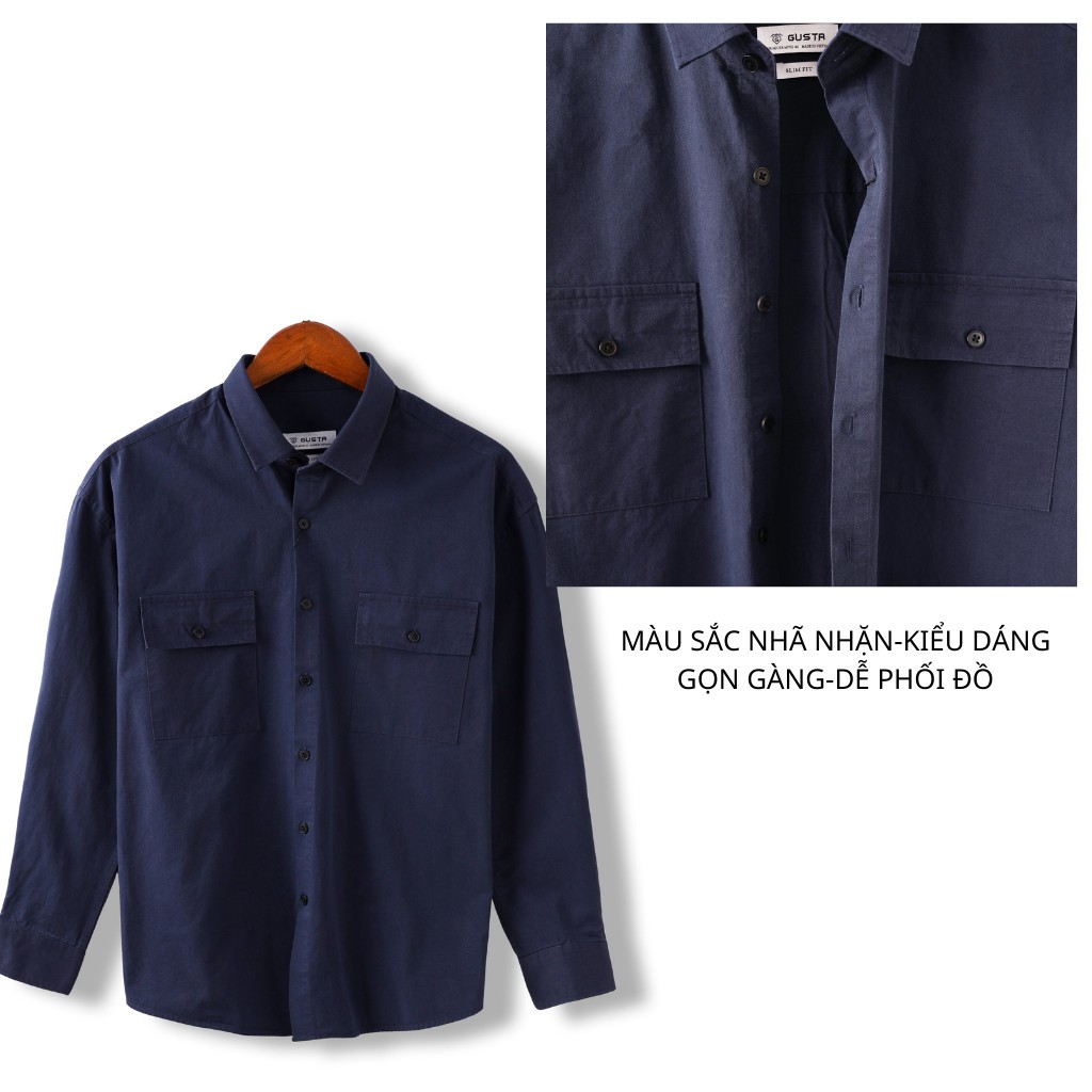 Áo Sơ Mi Nam Kaki Dài Tay Chất Vải Kaki Cao Cấp - Áo Khoác Sơ Mi Kaki Nam Thoáng Mát Đường May Kỹ - SMGK - GUSTA | BigBuy360 - bigbuy360.vn