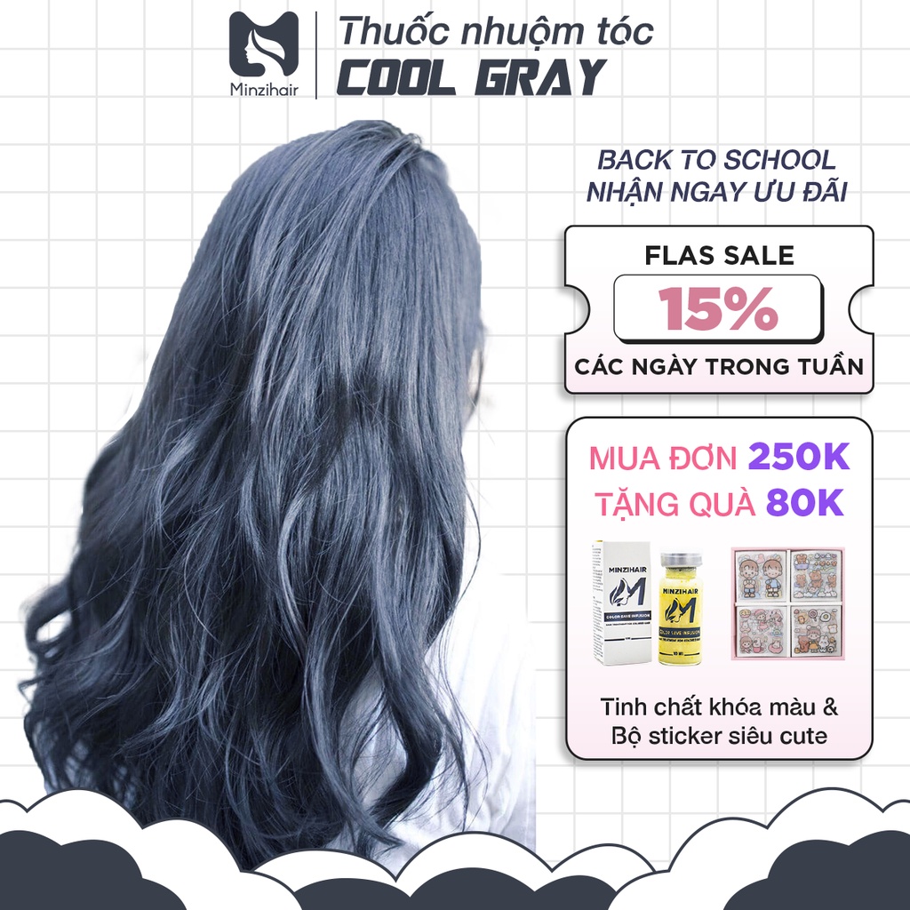 Thuốc Nhuộm Tóc Đậm Đặc Màu XÁM LẠNH | COOL GRAY - Trend 2022 - Minzihair HN
