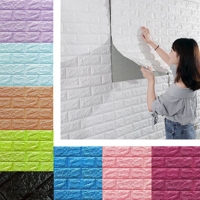 Xốp dán tường Giả gạch 3D Khổ Lớn 70x77cm đủ màu loại 1 2022