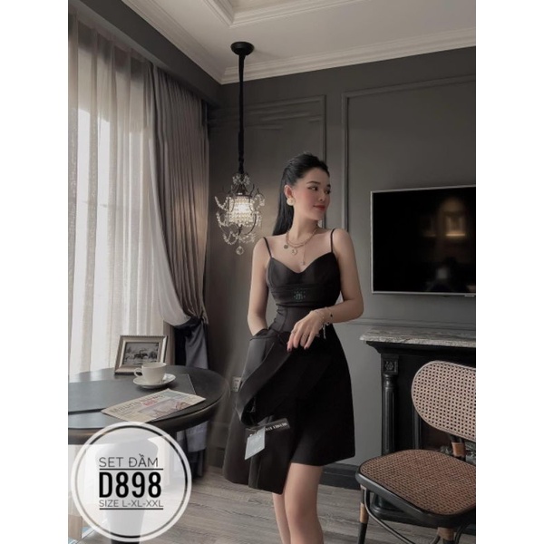 Set big size váy dây và áo khoác vest từ 60kg-90kg