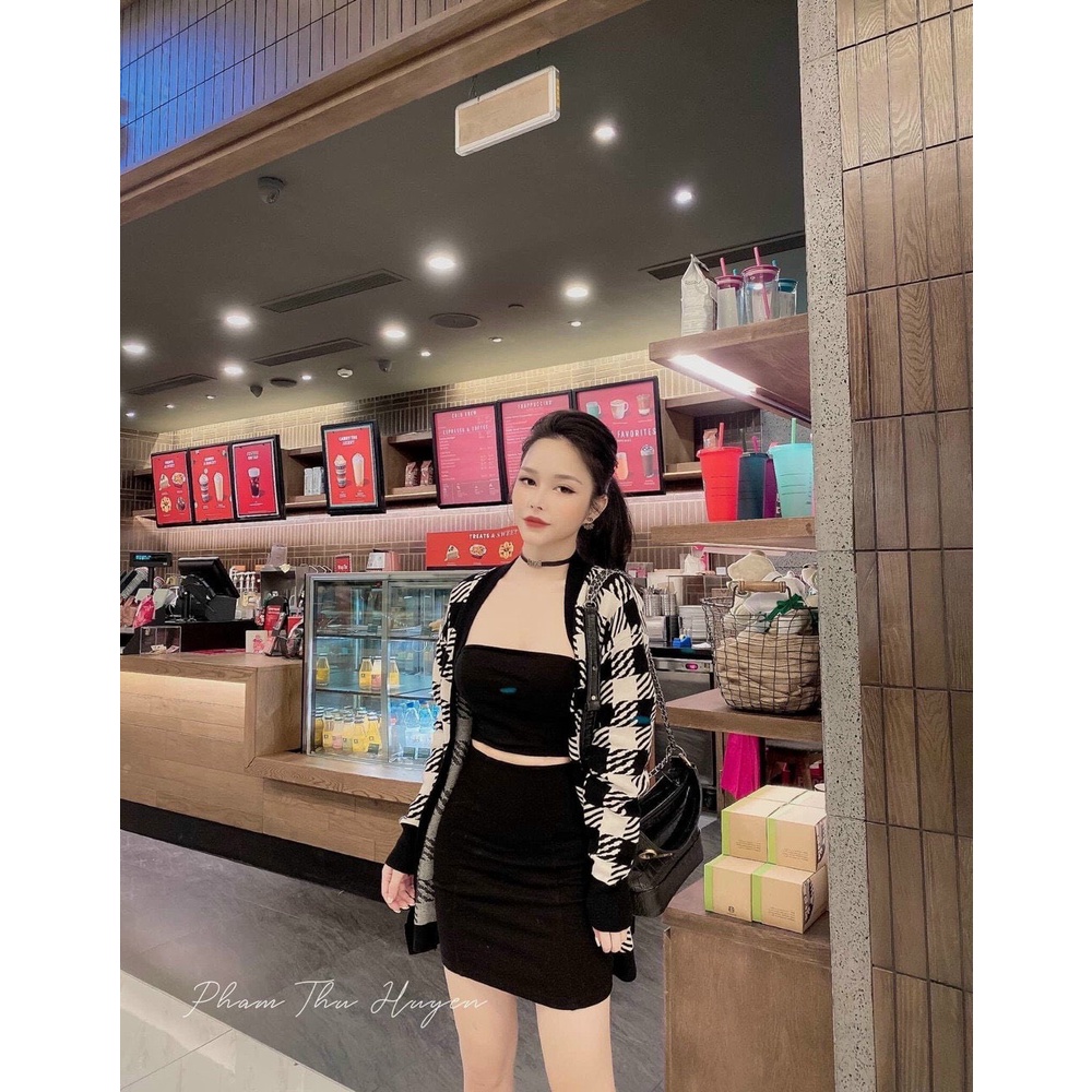 Áo khoác len cardigan nữ, áo len cadigan dáng dài kẻ caro siêu đẹp dành cho các nàng chất len dày dặn mặc cực ấm | BigBuy360 - bigbuy360.vn