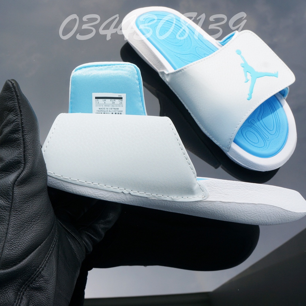 Dép Jordan bóng rổ JD trắng xanh nam nữ  hot trend VNXK đầy đủ tem tag hộp JD loại 1 quai ngang xé dán. nhuthuyshoes