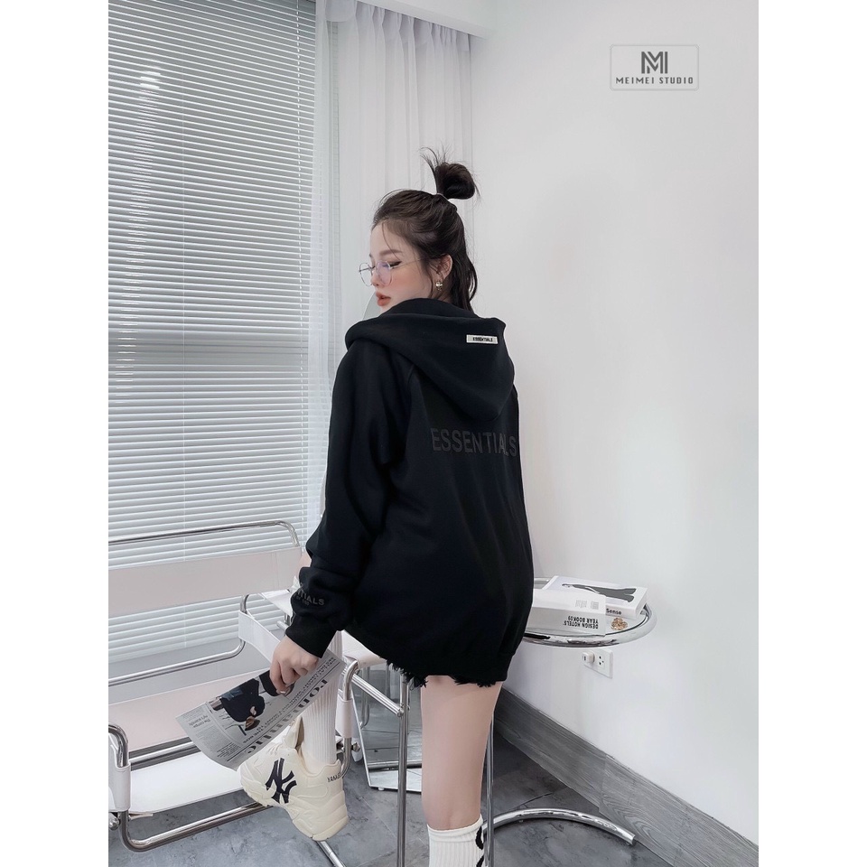 Áo Hoodie ESSENTIALS có mũ kéo khóa, áo nỉ dáng rộng unisex thời trang nam nữ cực sành điệu, phong cách thẻ thao KNK05