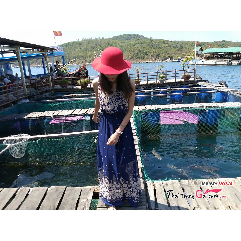 Đầm maxi đẹp có lá chấm bi gợi cảm mặc đi biển - V03 | BigBuy360 - bigbuy360.vn