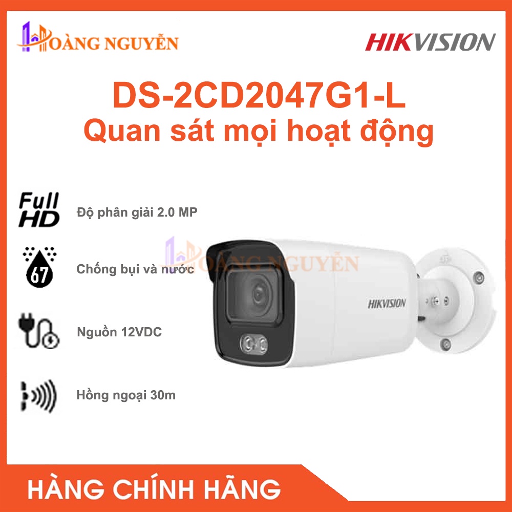 [NHÀ PHÂN PHỐI] Camera Hikvision DS-2CD2047G1-L 4MP - Có Màu Ban Đêm  - Chức Năng Bù Ngược Sáng BLC