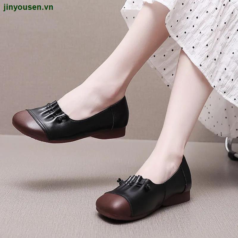 Giày Búp Bê Da Thật Mềm Mại Phong Cách retro Thời Trang Mùa Thu Cho Nữ 2022