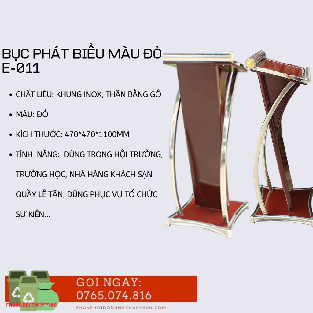 *FREESHIP* BỤC PHÁT BIỂU BẰNG GỖ MÀU NÂU ĐỎ E-011