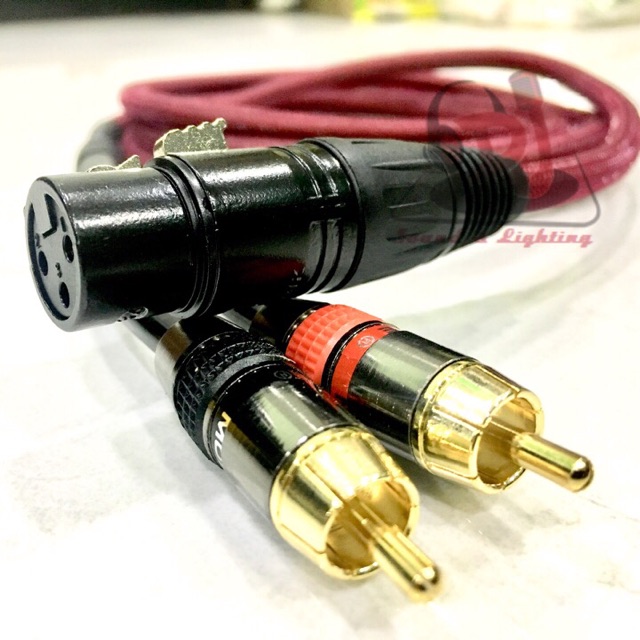 Dây Jack canon cái ra 2 đầu jack av dây dài 1m dây tín hiệu vang số ra loa subwoofer