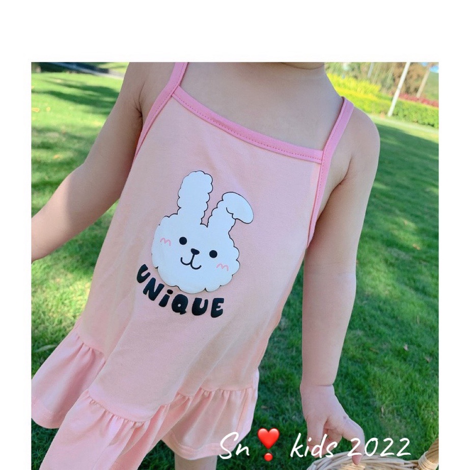 Váy hai dây hình đáng yêu cho bé gái, váy hai dây cotton mềm mát cho bé gái