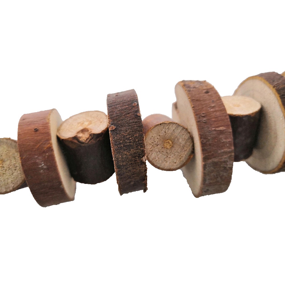 Đồ chơi nhai gặm bằng gỗ có dây treo cho chim vẹt chuột hamster