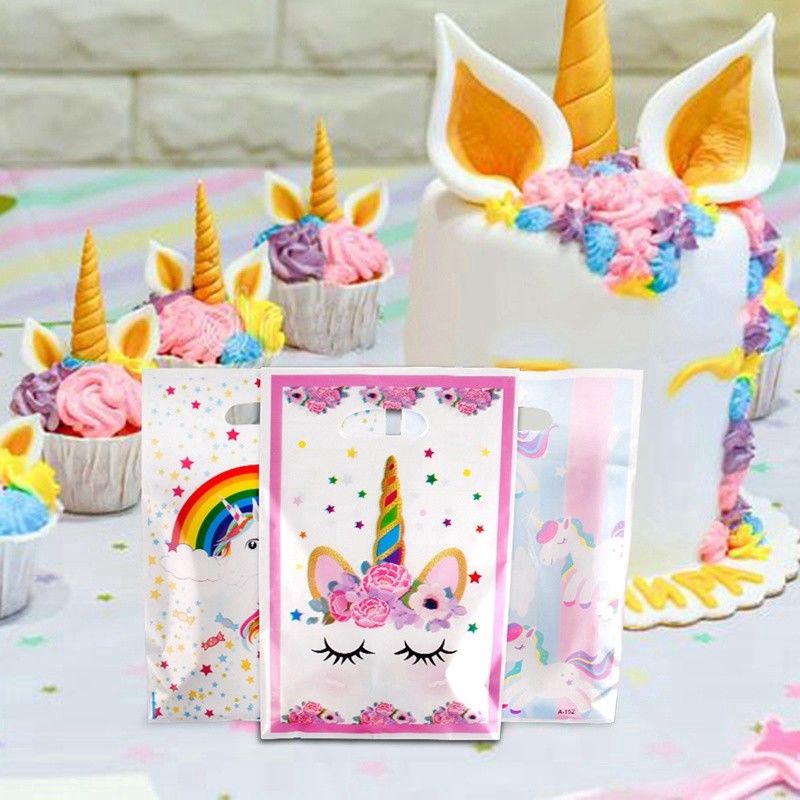 Bộ 10 Túi Nhựa Đựng Kẹo Hình Kỳ Lân Dùng Một Lần