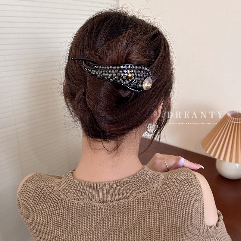 Kẹp Tóc Hình Cánh Thiên Thần Bằng Kim Loại Đính Kim Cương Nhân Tạo Thời Trang Cho Nữ