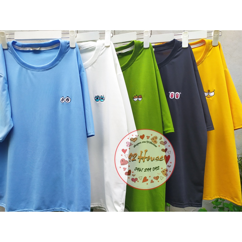 Áo thun tay lỡ unisex thêu hình đôi mắt / Áo phông form rộng