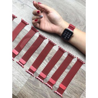 Dây đồng hồ apple watch thép milanese màu ĐỎ