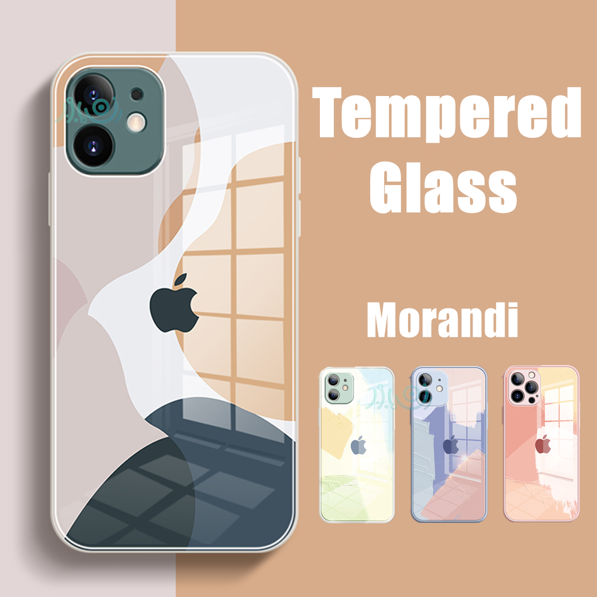 [MORANDI] Ốp điện cốc thủy tinh cho iphone 12  pro max i11 pro 7+ 8+ 8Plus SE 2020 iphone x xs max XR 12 mini i8 watercolor tempered glass hard case