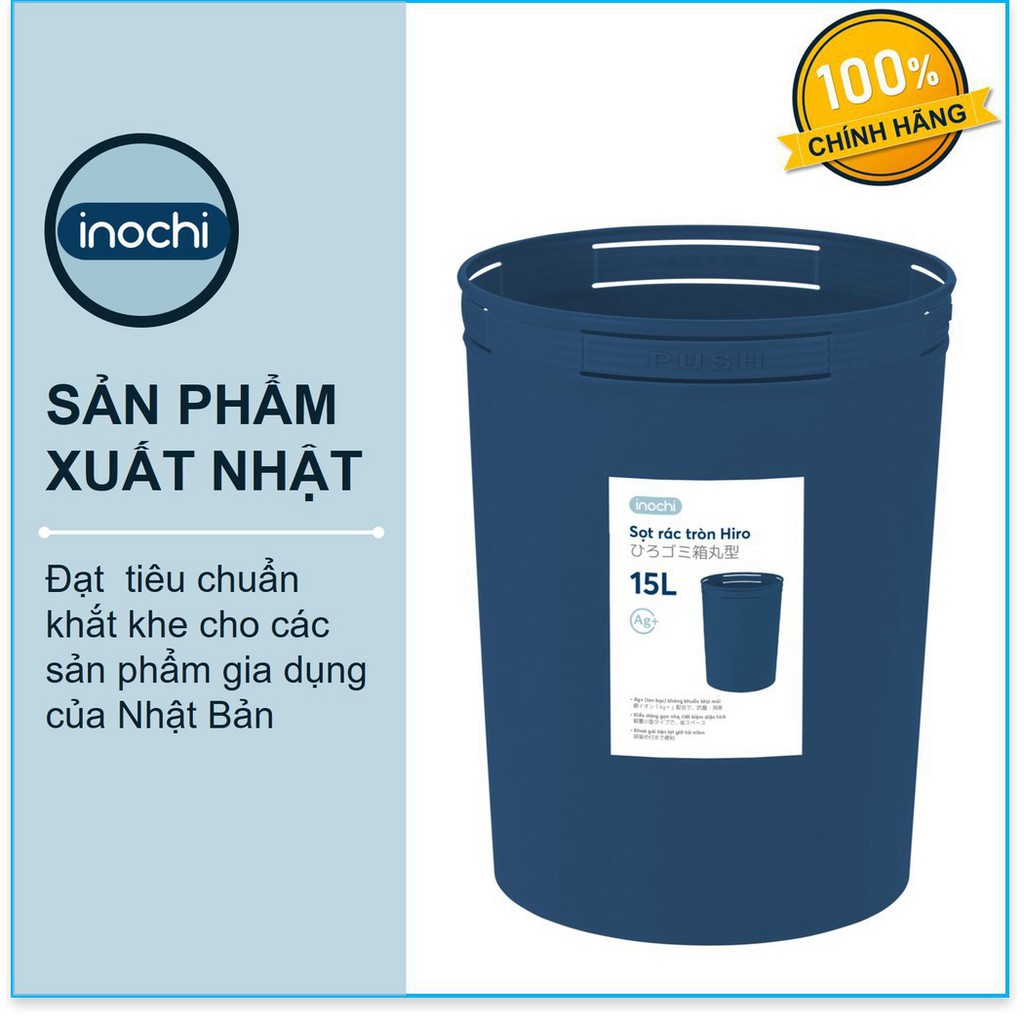 Sọt Rác Nhựa Tròn Inochi 15 Lít Màu Rất Đẹp Làm Sọt Rác Văn Phòng, Khách Sạn, Đựng Rác Gia Đình, Để Bàn Trong Nhà