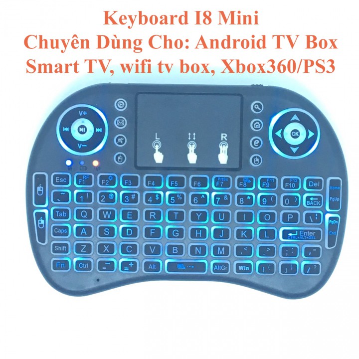 Bàn Phím Không Dây i8 Mini UKB500 Có Đèn Led Dùng Cho Android TV Box, Smart TV, Laptop