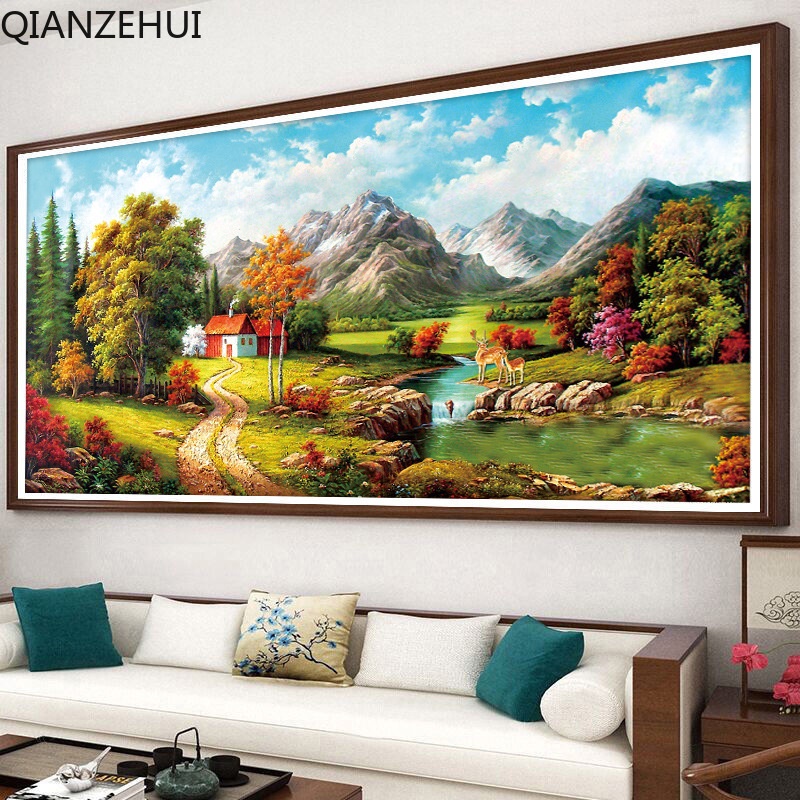 Bộ Tranh Thêu Chữ Thập DIY 11CT In Chữ Thập Phong Cảnh Châu Âu