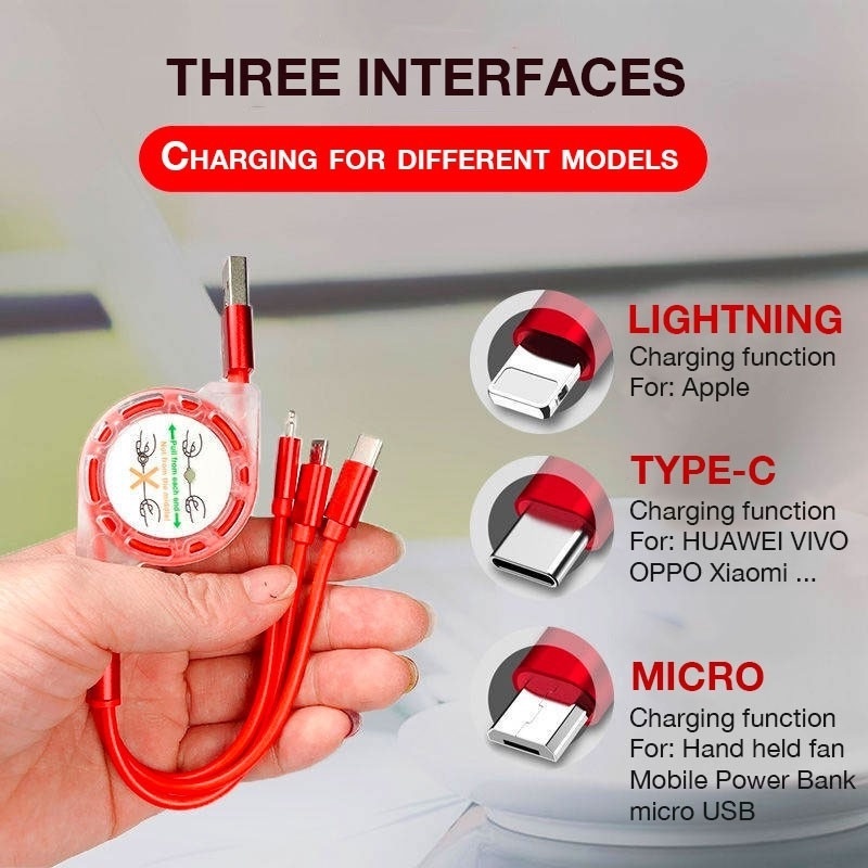 Dây Cáp Sạc Nhanh 3 Trong 1 Type-C Micro USB Cao Cấp