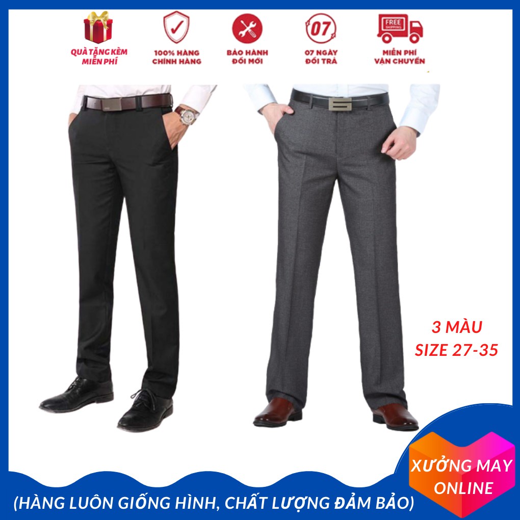 ♟❈✥Sale sốc quần âu nam công sở ống suông trung niên size 27 đến 35, tây mặc vest có 3 màu cho bạn chọn-XM02