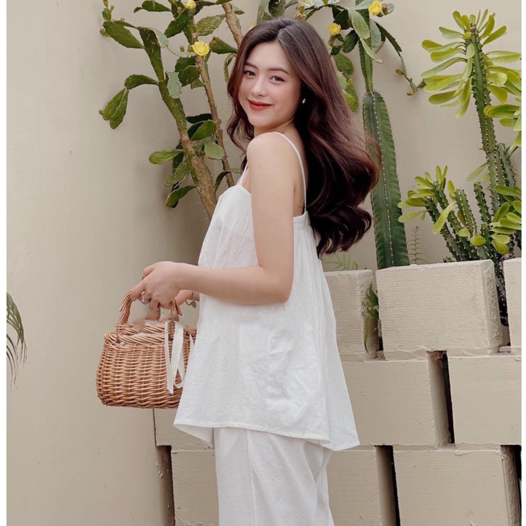 Set đồ nữ cá tính, set quần dài áo hai dây đi chơi sang chảnh mùa hè đẹp 8A00108 | BigBuy360 - bigbuy360.vn