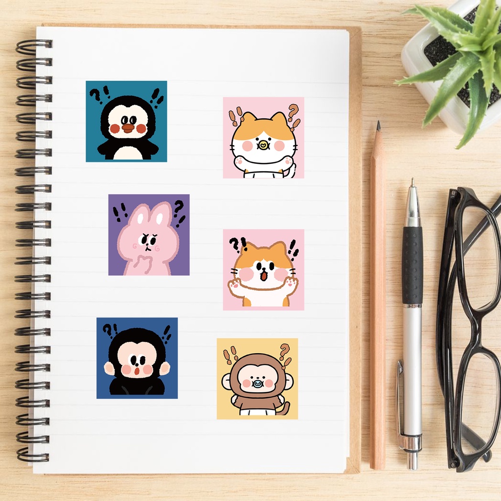 Bộ 50 miếng dán trang trí hình động vật hoạt hình đáng yêu