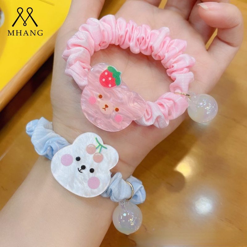 Dây Cột Tóc Bằng Vải Màu Kẹo Ngọt In Họa Tiết Cherry Hoạt Hình Dễ Thương Cho