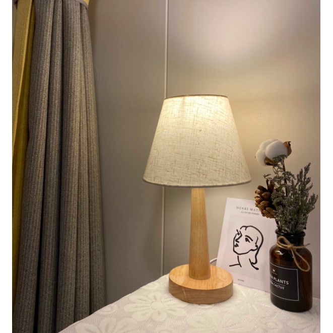 Đèn ngủ để bàn gỗ thông đèn LED Tee Decor - Đèn ngủ decor thân gỗ phong cách vintage, không chói mắt - Bảo hành 1 năm