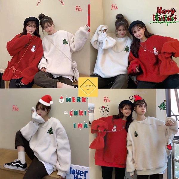 Áo Sweater Nam Nữ Noel Có Kèm Túi - Áo Thu Đông Chất Nỉ Ngoại Mềm Mịn 2 Màu Đỏ Trắng Hottrend 2021 Unisex X.Store SKU838