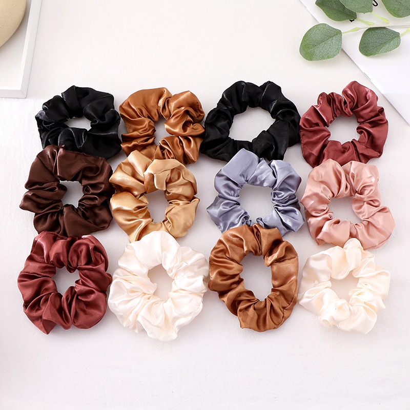 Bộ 6 dây buộc tóc lụa satin co giãn nhiều màu sắc phong cách Hàn Quốc đơn giản thanh lịch dành cho nữ