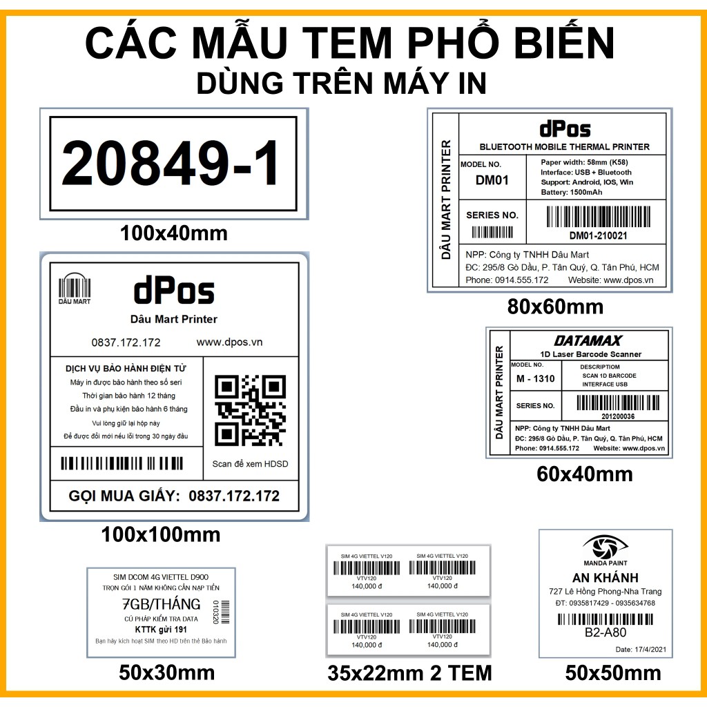 Máy in đơn hàng TMĐT dPos XP470B - XP420B - XP490B - GP1324D in phiếu giao hàng tem nhãn mã vạch Minicode sản phẩm