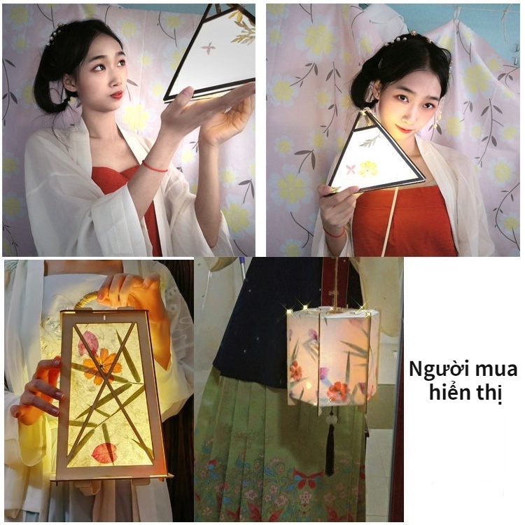 Đèn Lồng Tết Trung Thu Nguyên Liệu Handmade Tự Làm, đèn Lồng Giấy Và Hoa Phong Cách Cổ Xưa Sáng Tạo, đèn Lồng Cung điện Di động Phát Sáng Cho Trẻ Em