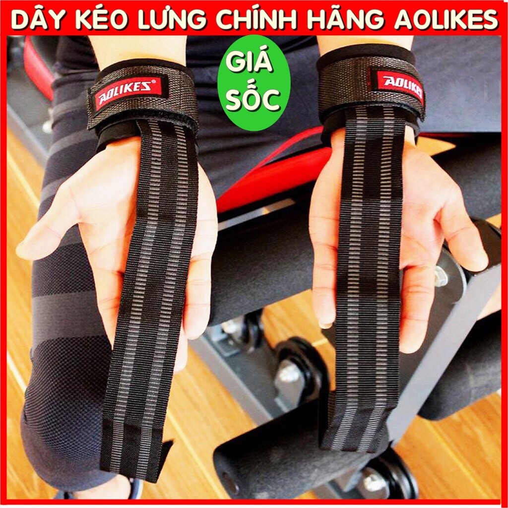 DÂY KÉO LƯNG (STRAPS) AOLIKE PHIÊN BẢN KHÓA DÁN, HỖ TRỢ TẬP GYM CAO CẤP, VẢI DÀY DẶN AOLIKES 7638