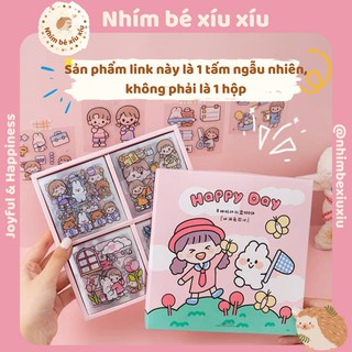 1 tấm sticker dán trang trí hình bé gái dễ thương Happy Day VT175