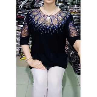 Áo kiểu Trung niên vải cotton đẹp size 55-80kg