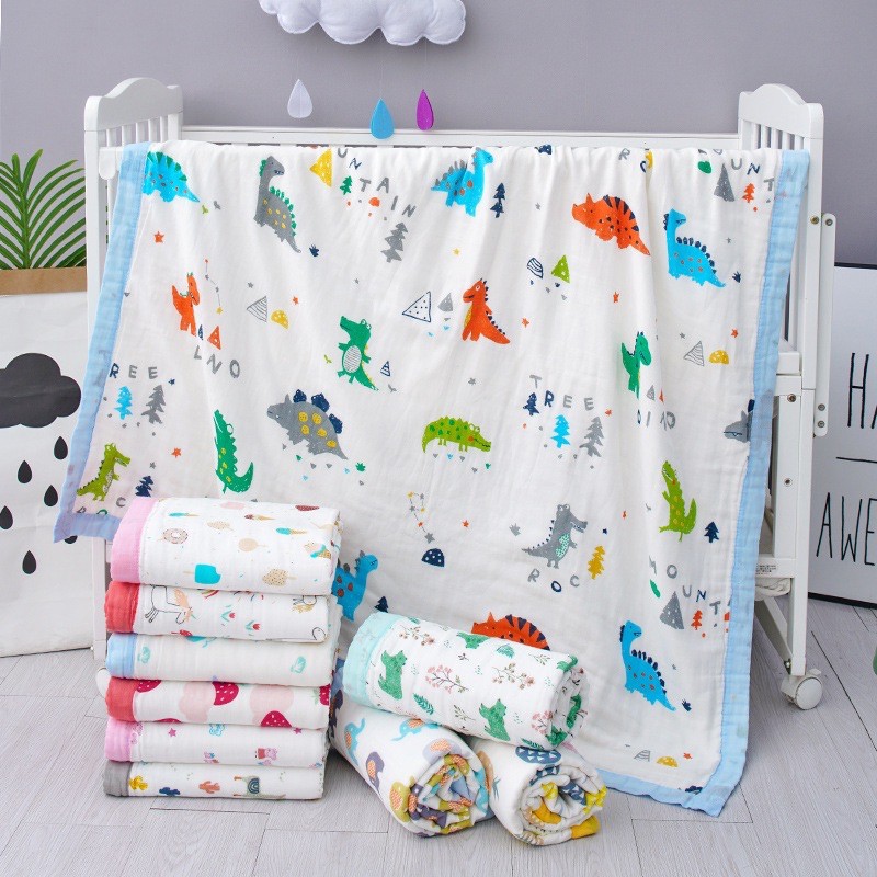 Khăn Tắm Cho Bé Cotton 4 Lớp Bo Viền 120x120cm A01