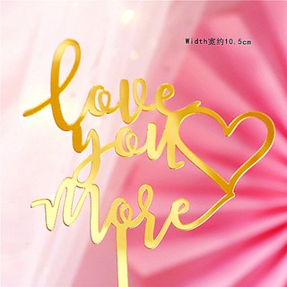 Topper mica Love you more trái tim vàng