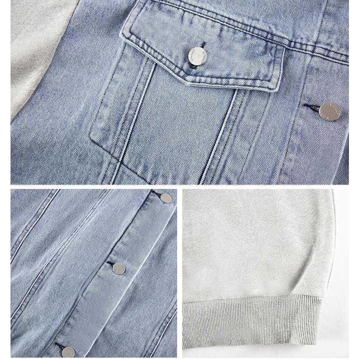 [ORDER]Áo khoác nỉ nữ phối jeans độc đáo dáng dài siêu ấm phong cách hàn quốc M204-C[ảnh thật] | BigBuy360 - bigbuy360.vn