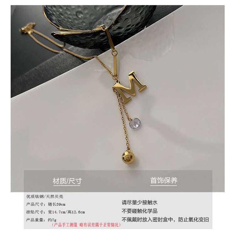 Vòng cổ Thép Titan Mặt Chữ M Thời Trang Cho Nữ