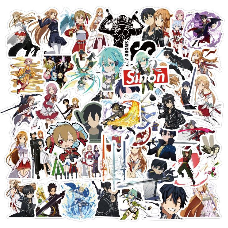 Sticker Sword Art Online nhựa PVC không thấm nước, dán nón bảo hiểm, laptop, điện thoại, Vali, xe, Cực COOL #168