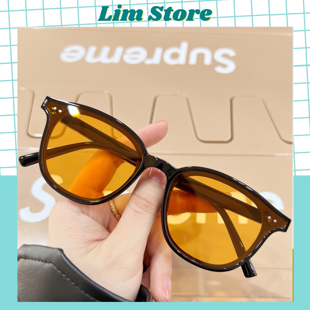 Kính Mát Gọng Trong Unisex Mắt Cam Chống Tia UV Phong Cách Hàn Quốc Thời Trang