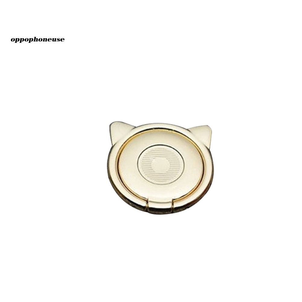 【OPHE】Universal Rotated Cute Cat Ears Metal Mobile Phone Finger Ring Holder Grip Stand