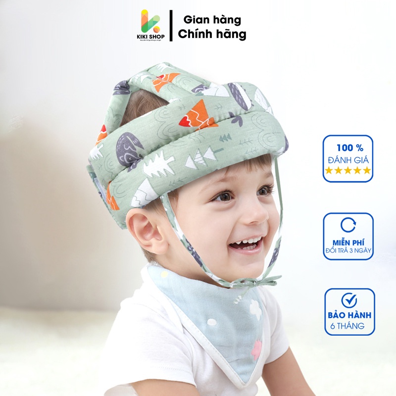 Mũ bảo vệ đầu cho bé 5-30 tháng tuổi, nón tập ngồi, tập đi sợi vải Polyester thoáng mát, Kiki shop